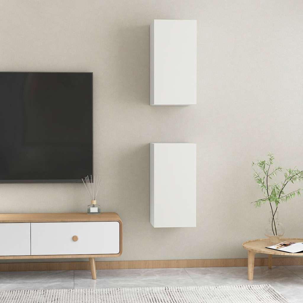 803327 vidaXL 2 Piece TV Cabinet Set White 30,5x30x60 cm Engineered Wood