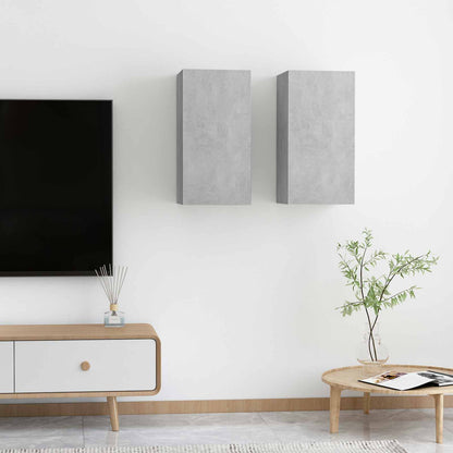 2 Piece TV Cabinet Set Concrete Grey 30,5x30x60 cm Engineered Wood