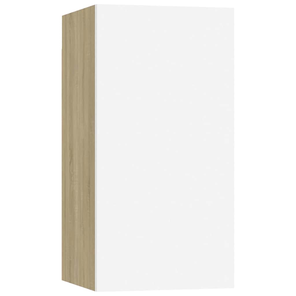 TV Cabinet White and Sonoma Oak 30.5x30x60 cm Engineered Wood