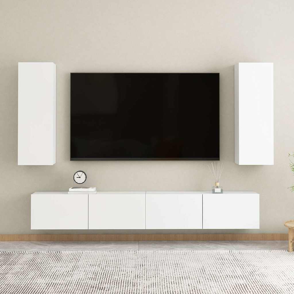 803345 vidaXL 2 Piece TV Cabinet Set White 30,5x30x90 cm Engineered Wood