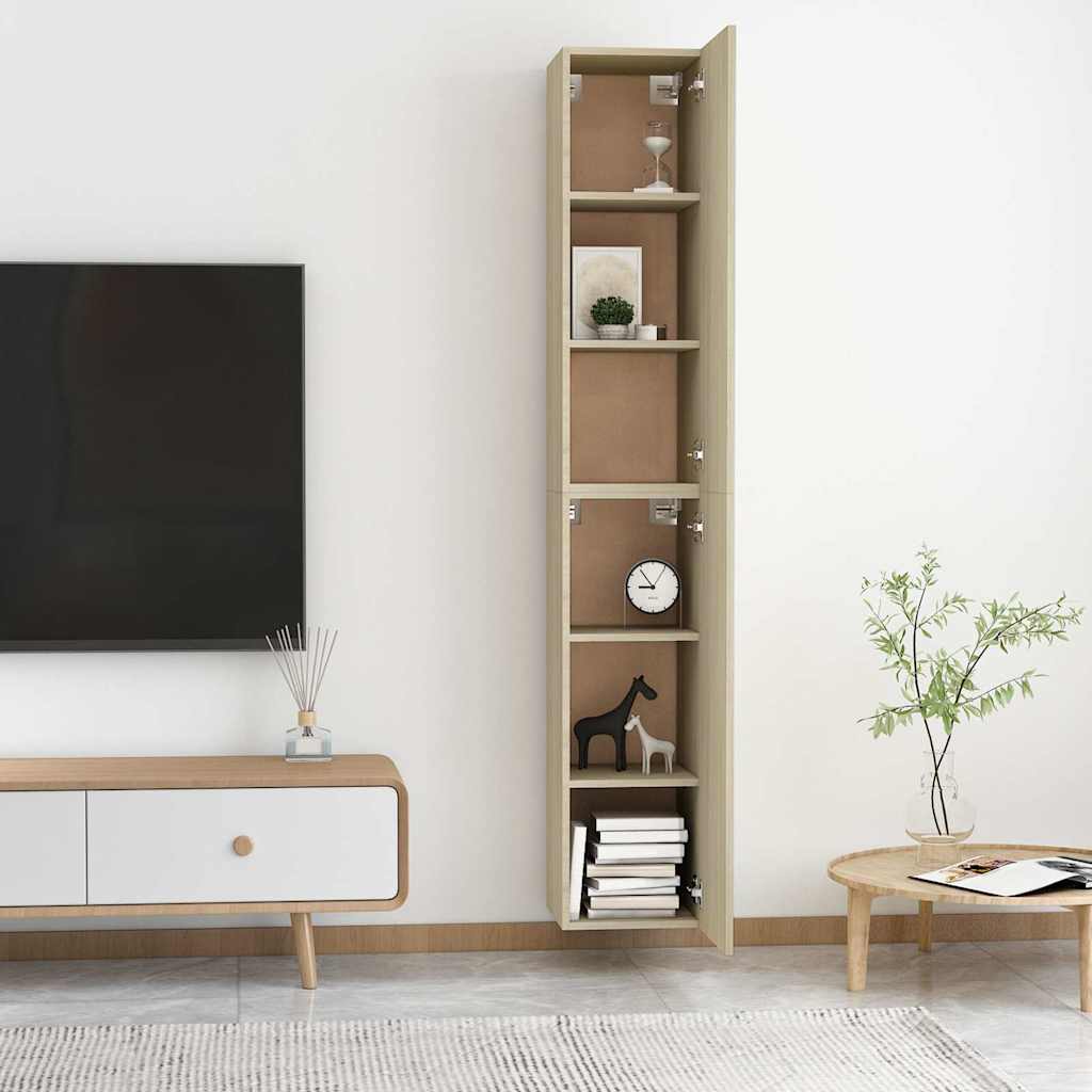 803351 vidaXL 2 Piece TV Cabinet Set Sonoma Oak 30,5x30x90 cm Engineered Wood