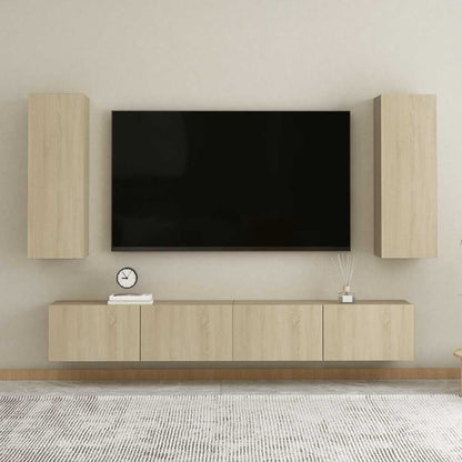 803351 vidaXL 2 Piece TV Cabinet Set Sonoma Oak 30,5x30x90 cm Engineered Wood