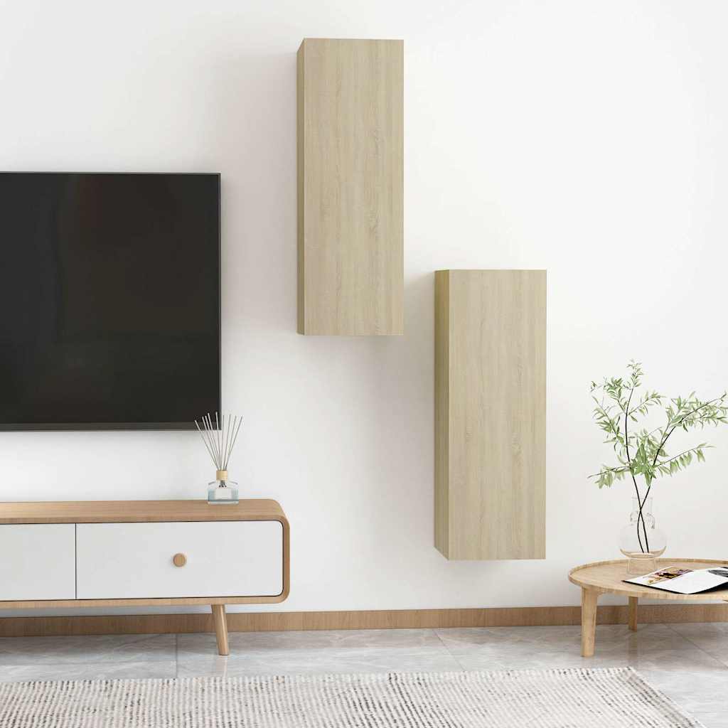 803351 vidaXL 2 Piece TV Cabinet Set Sonoma Oak 30,5x30x90 cm Engineered Wood