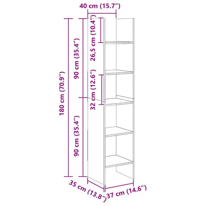 803398 vidaXL Book Cabinet White 40x35x180 cm Engineered Wood