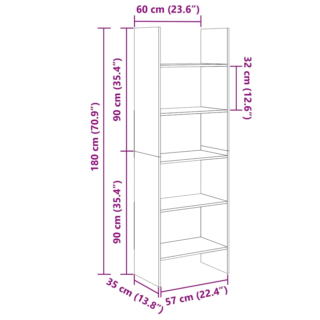 Book Cabinet Sonoma Oak 60x35x180 cm Engineered Wood