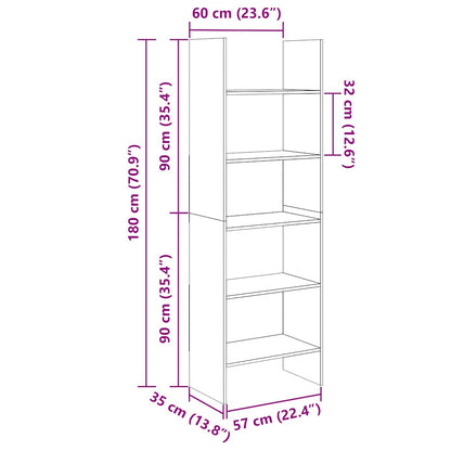 Book Cabinet Concrete Grey 60x35x180 cm Engineered Wood