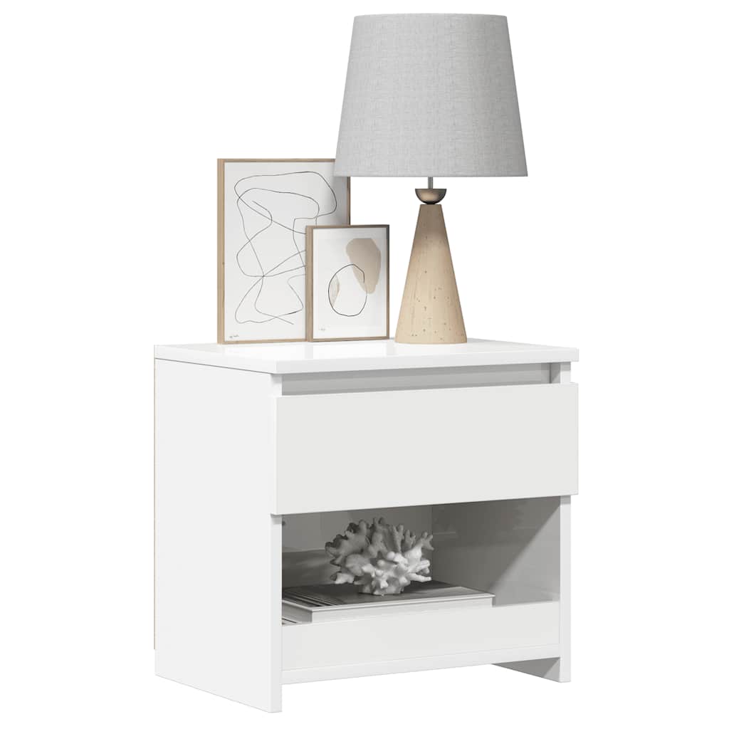 Bedside Cabinet | High gloss white | Engineered wood | Medium