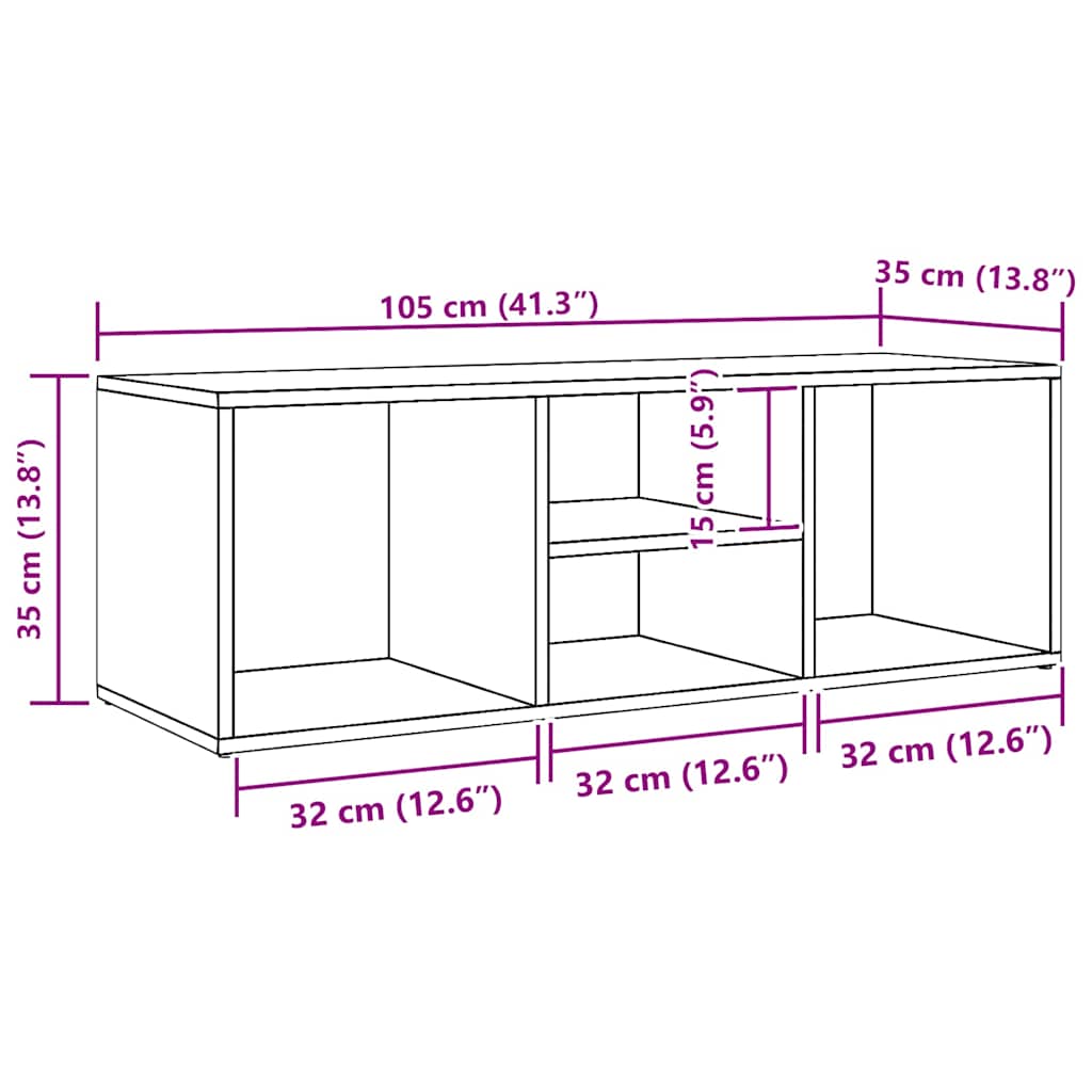 Shoe Storage Bench White 105x35x35 cm Engineered Wood