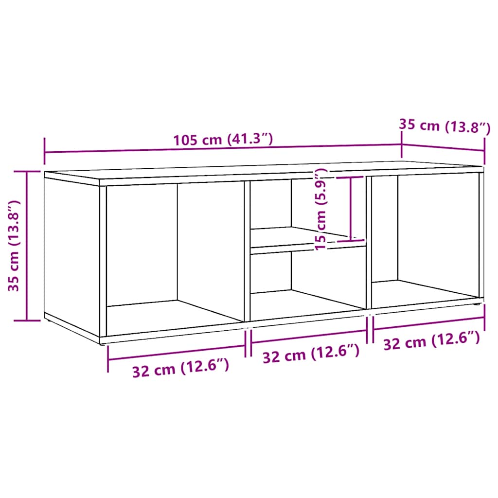 Shoe Storage Bench Concrete Grey 105x35x35 cm Engineered Wood