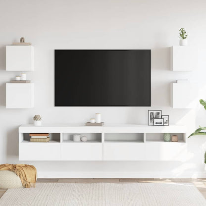 804483 vidaXL 4 Piece Wall-mounted TV Cabinet Set White 30,5x30x30 cm