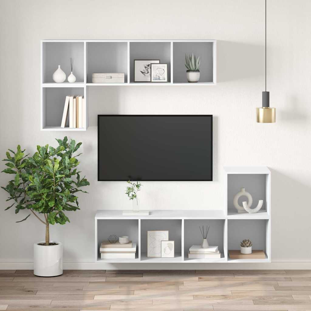 805489 vidaXL Wall-mounted TV Cabinet White 37x37x142,5 cm Engineered Wood