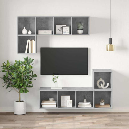 805493 vidaXL Wall-mounted TV Cabinet Concrete Grey 37x37x142,5 cm Engineered Wood