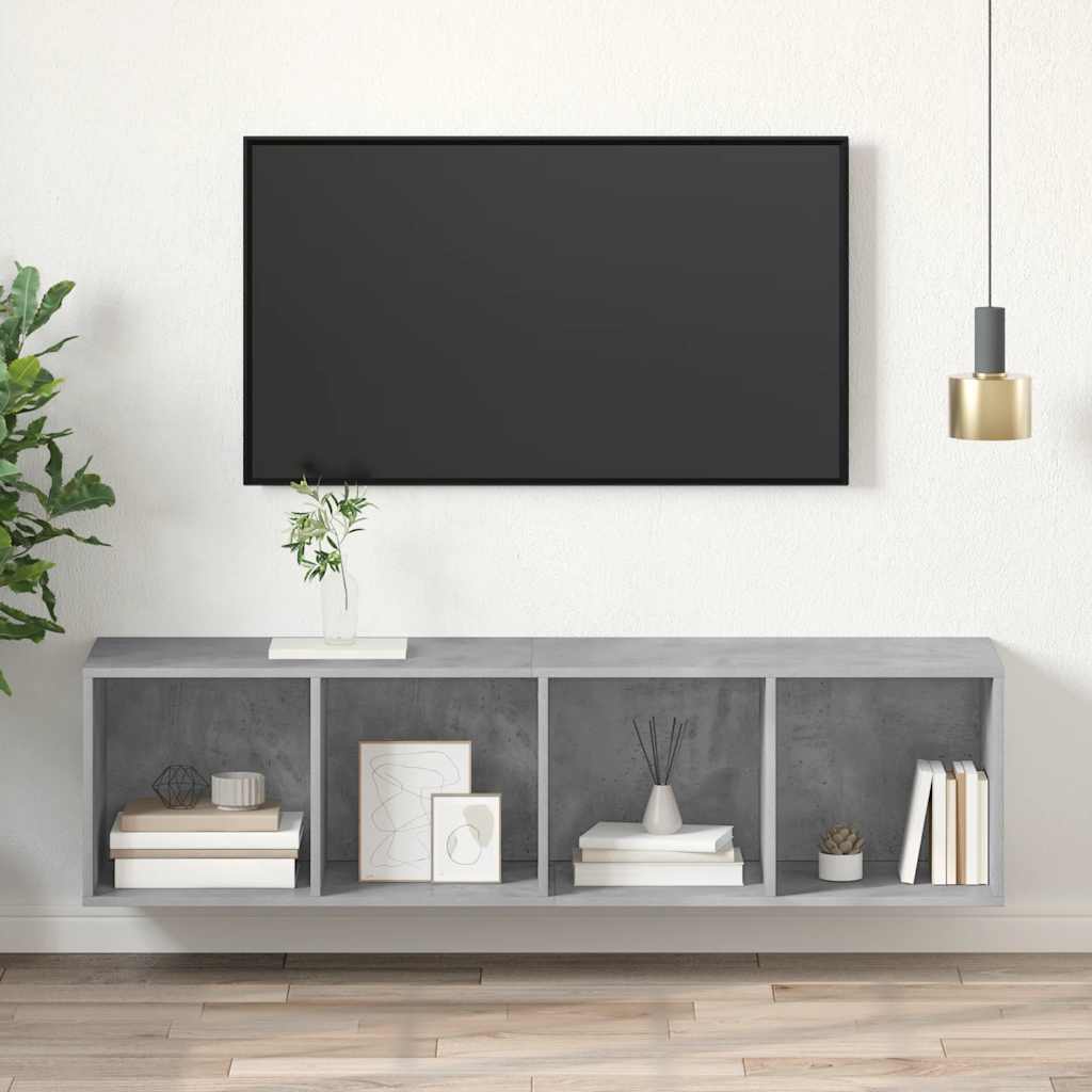 805493 vidaXL Wall-mounted TV Cabinet Concrete Grey 37x37x142,5 cm Engineered Wood