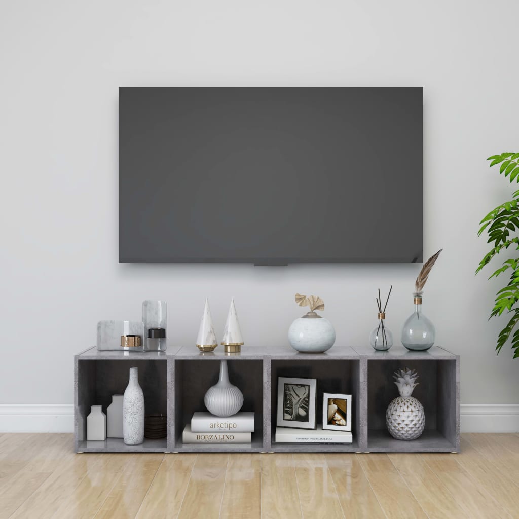 TV Cabinets 2 pcs Concrete Grey 37x35x37 cm Engineered Wood