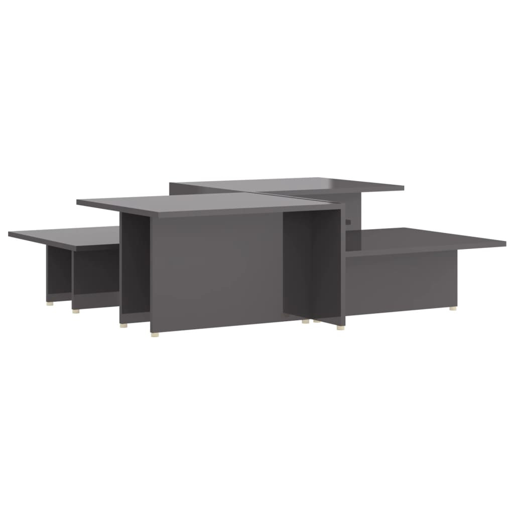 Coffee Table | Set of 2 | High gloss grey | Chipboard | 111.5x50x33 cm