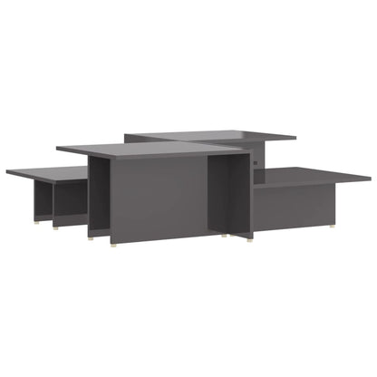 Coffee Table | Set of 2 | High gloss grey | Chipboard | 111.5x50x33 cm