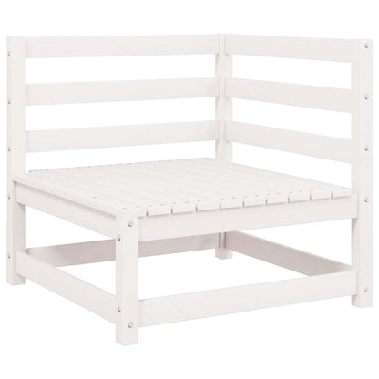 Garden Corner Sofa White Solid Wood Pine
