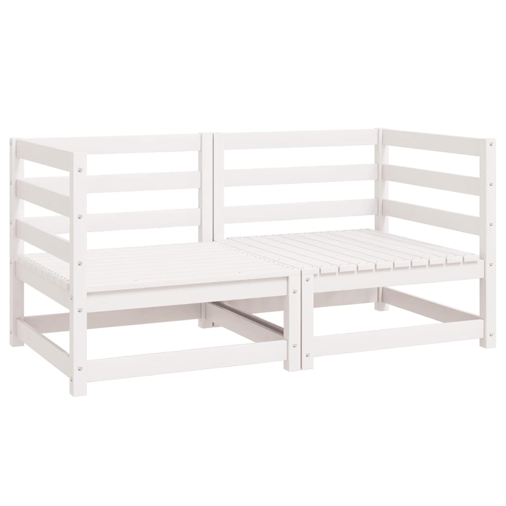 Garden Corner Sofas 2 pcs White Solid Wood Pine