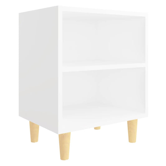 805779 vidaXL Bed Cabinet with Solid Wood Legs White 40x30x50 cm
