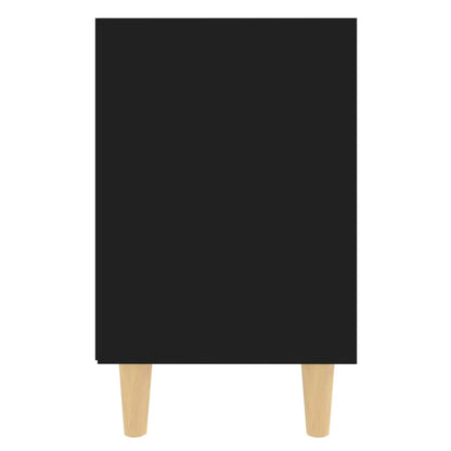 Bed Cabinets with Solid Wood Legs 2 pcs Black 40x30x50 cm