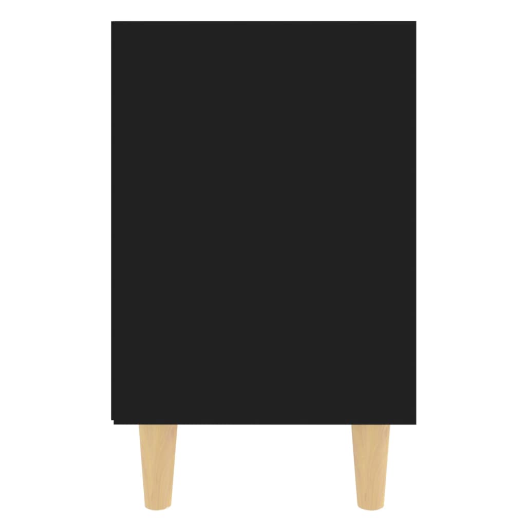 Bed Cabinets with Solid Wood Legs 2 pcs Black 40x30x50 cm