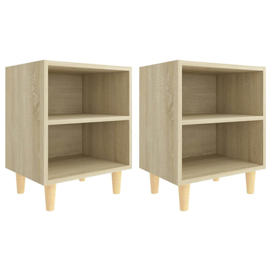 805786 vidaXL Bed Cabinets with Solid Wood Legs 2 pcs Sonoma Oak 40x30x50 cm