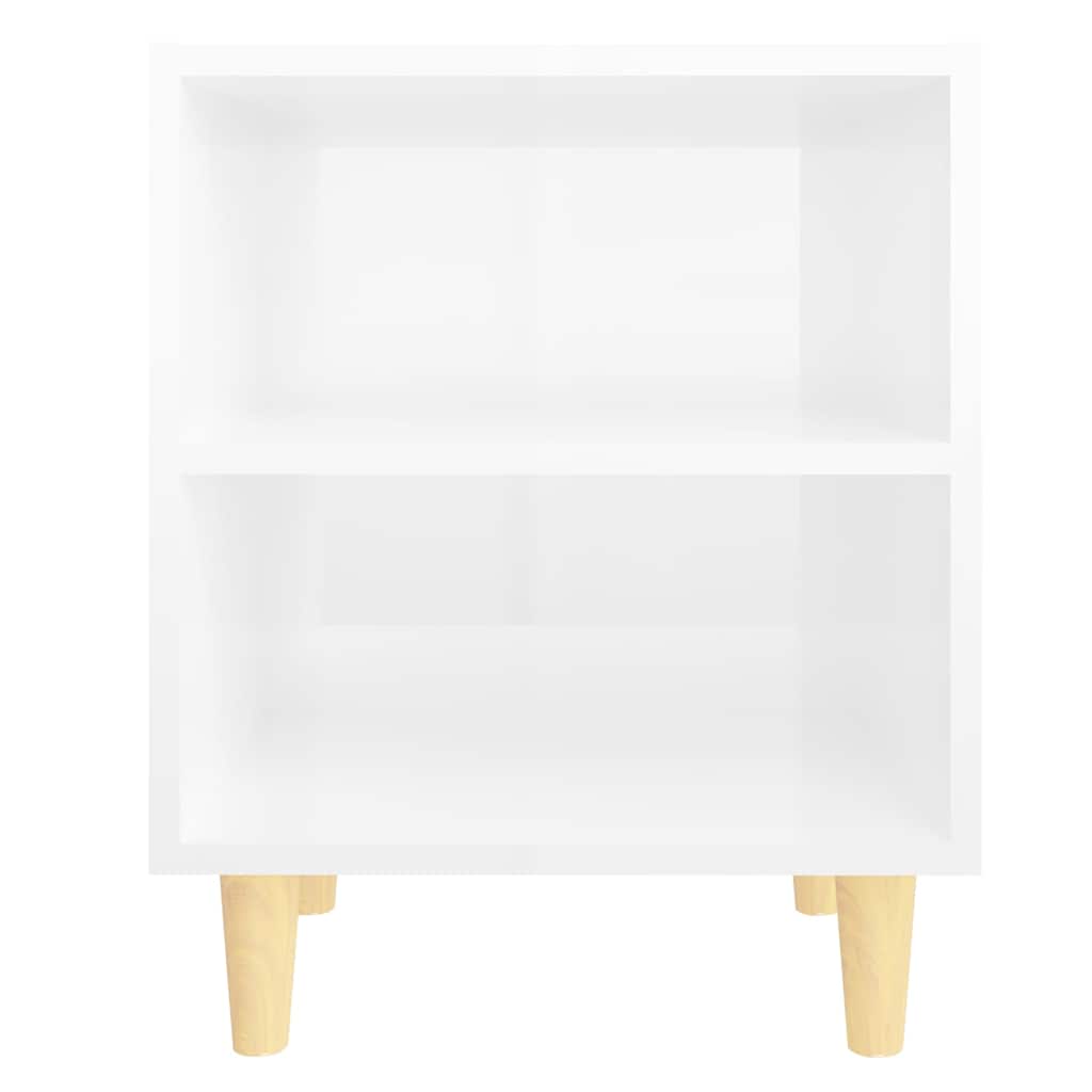 805792 vidaXL Bed Cabinets Solid Wood Legs 2 pcs High Gloss White 40x30x50 cm