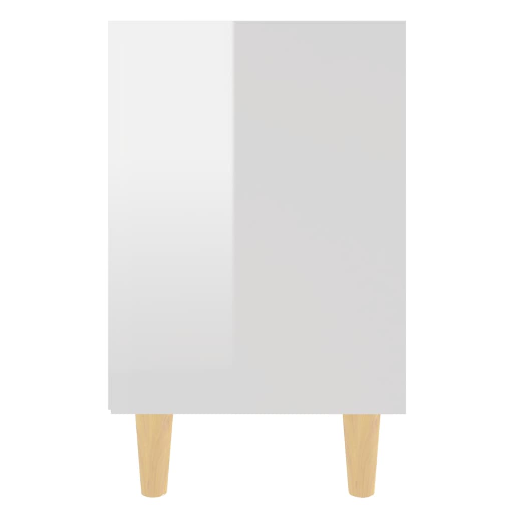 805792 vidaXL Bed Cabinets Solid Wood Legs 2 pcs High Gloss White 40x30x50 cm