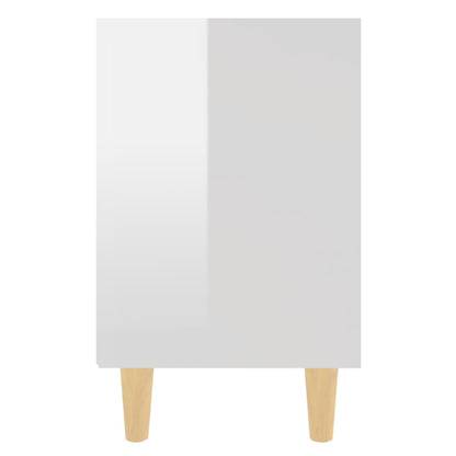 805792 vidaXL Bed Cabinets Solid Wood Legs 2 pcs High Gloss White 40x30x50 cm