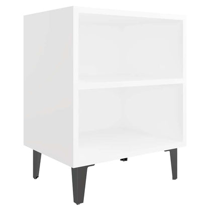 Bed Cabinets with Metal Legs 2 pcs White 40x30x50 cm