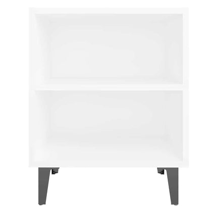 Bed Cabinets with Metal Legs 2 pcs White 40x30x50 cm