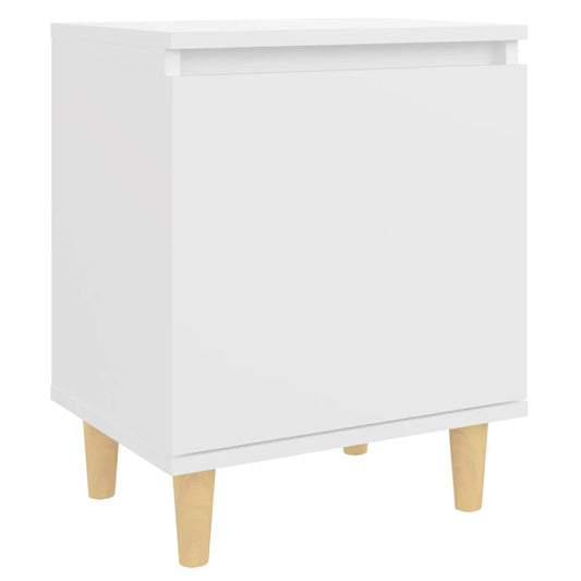 805815 vidaXL Bed Cabinet with Solid Wood Legs White 40x30x50 cm