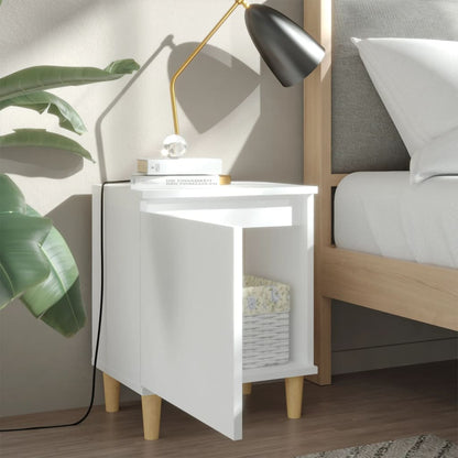 805815 vidaXL Bed Cabinet with Solid Wood Legs White 40x30x50 cm