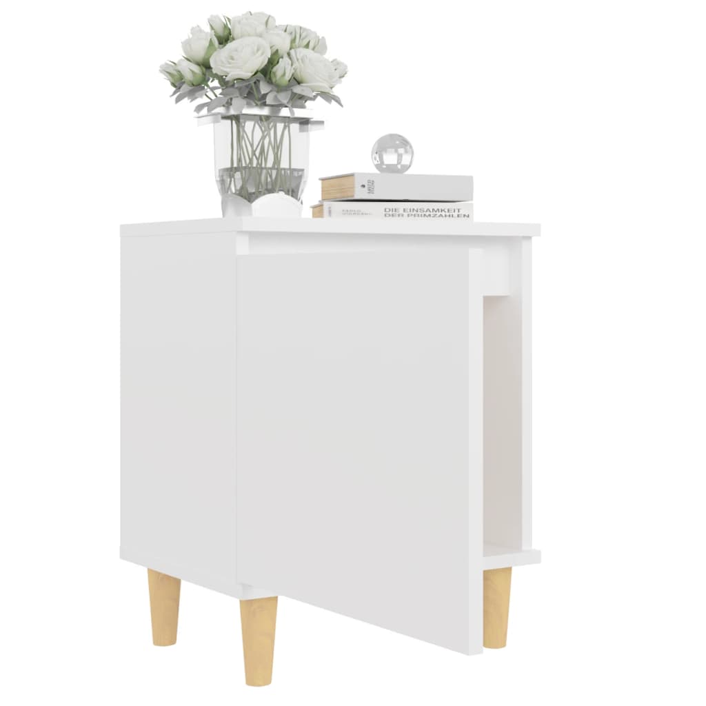 805815 vidaXL Bed Cabinet with Solid Wood Legs White 40x30x50 cm