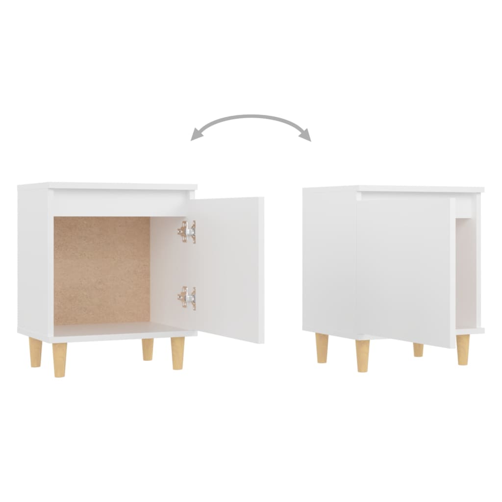 805815 vidaXL Bed Cabinet with Solid Wood Legs White 40x30x50 cm