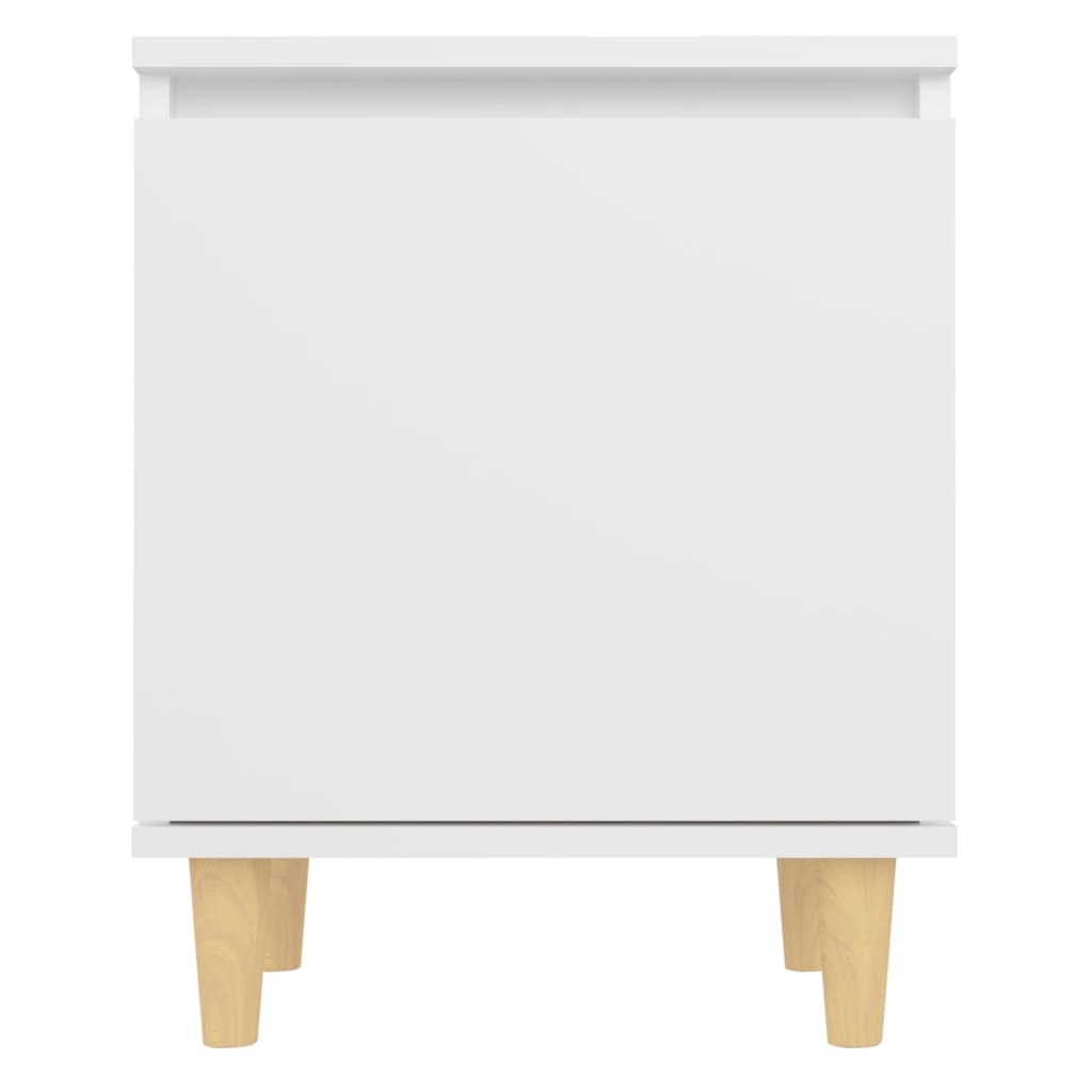 805815 vidaXL Bed Cabinet with Solid Wood Legs White 40x30x50 cm