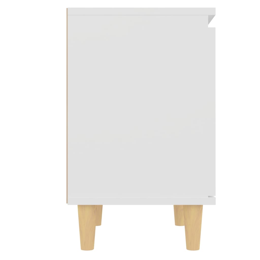 805815 vidaXL Bed Cabinet with Solid Wood Legs White 40x30x50 cm