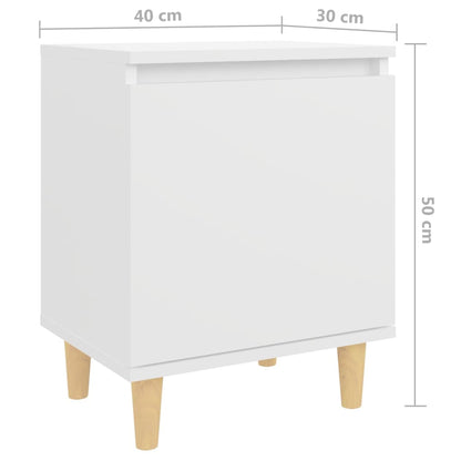 805815 vidaXL Bed Cabinet with Solid Wood Legs White 40x30x50 cm