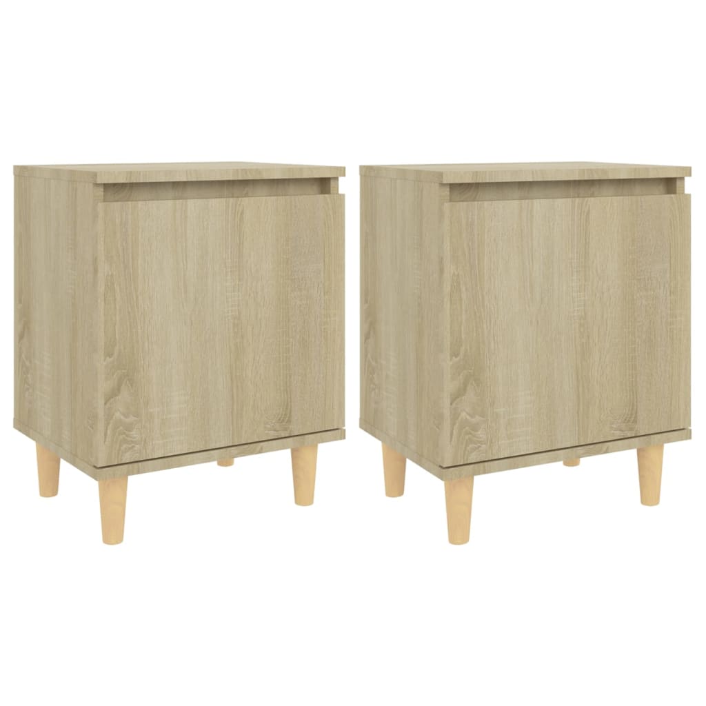 805822 vidaXL Bed Cabinets with Solid Wood Legs 2 pcs Sonoma Oak 40x30x50 cm