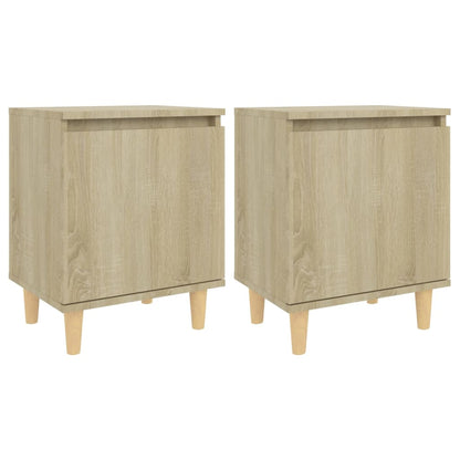 805822 vidaXL Bed Cabinets with Solid Wood Legs 2 pcs Sonoma Oak 40x30x50 cm