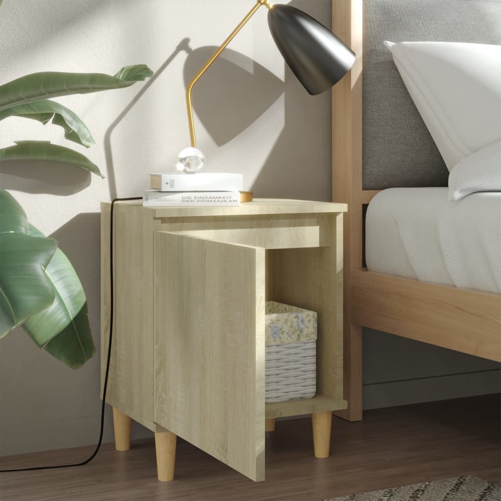 805822 vidaXL Bed Cabinets with Solid Wood Legs 2 pcs Sonoma Oak 40x30x50 cm