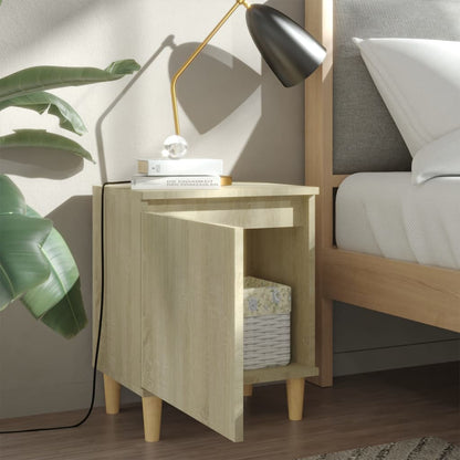 805822 vidaXL Bed Cabinets with Solid Wood Legs 2 pcs Sonoma Oak 40x30x50 cm