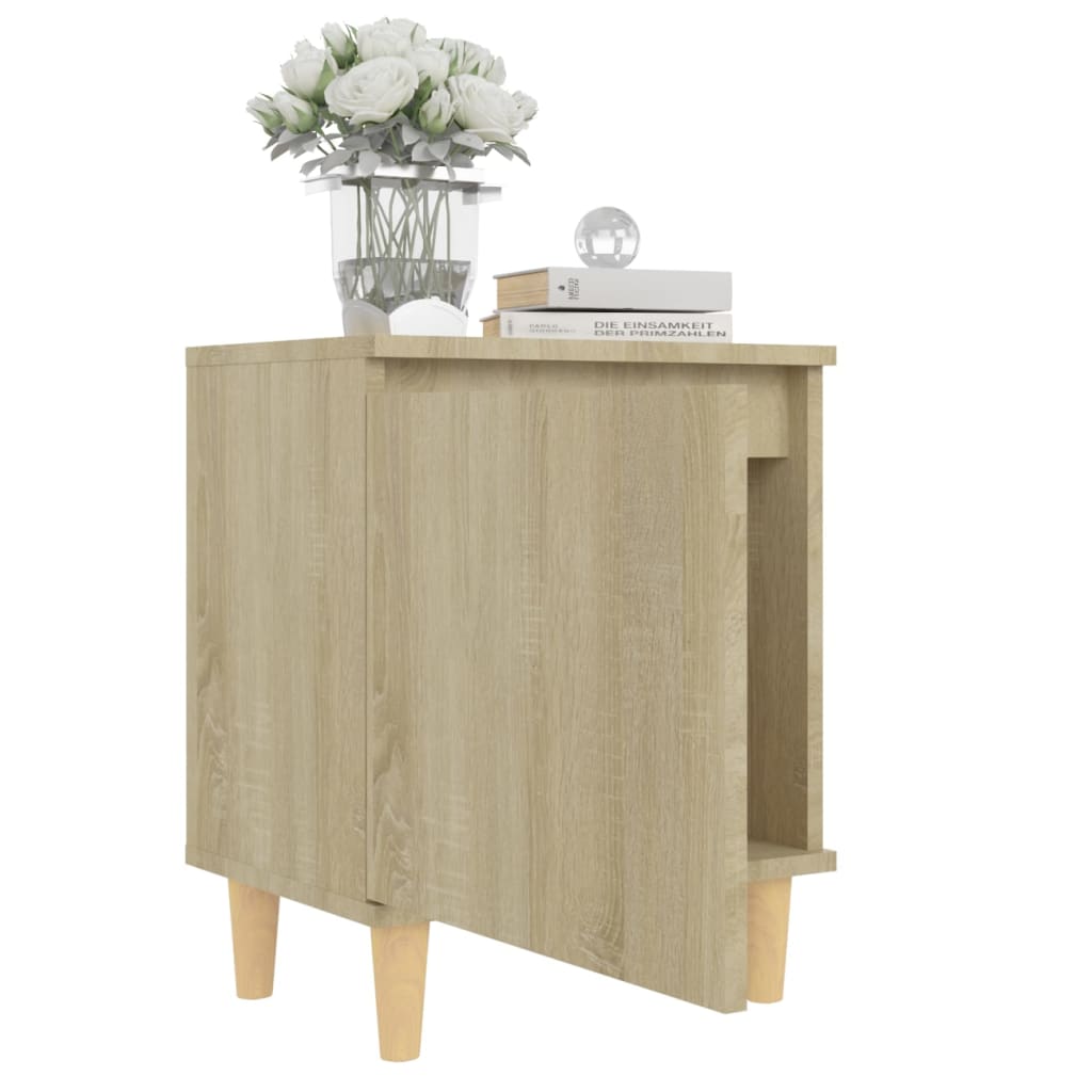 805822 vidaXL Bed Cabinets with Solid Wood Legs 2 pcs Sonoma Oak 40x30x50 cm