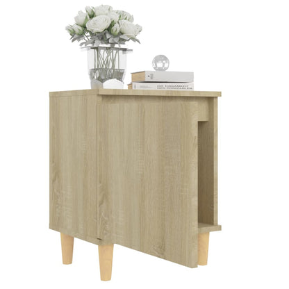 805822 vidaXL Bed Cabinets with Solid Wood Legs 2 pcs Sonoma Oak 40x30x50 cm