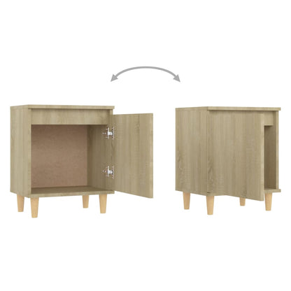 805822 vidaXL Bed Cabinets with Solid Wood Legs 2 pcs Sonoma Oak 40x30x50 cm