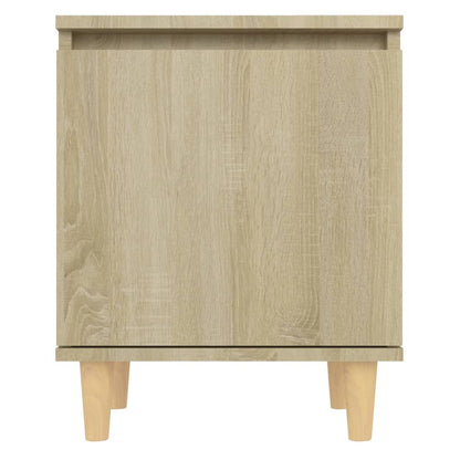 Bed Cabinets with Solid Wood Legs 2 pcs Sonoma Oak 40x30x50 cm
