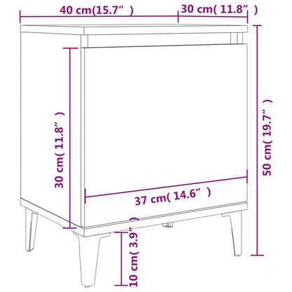 805833 vidaXL Bed Cabinet with Metal Legs White 40x30x50 cm