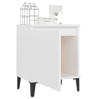 805834 vidaXL Bed Cabinets with Metal Legs White 40x30x50 cm