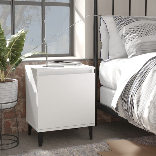 805834 vidaXL Bed Cabinets with Metal Legs White 40x30x50 cm