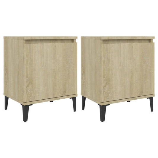 805840 vidaXL Bed Cabinets with Metal Legs Sonoma Oak 40x30x50 cm